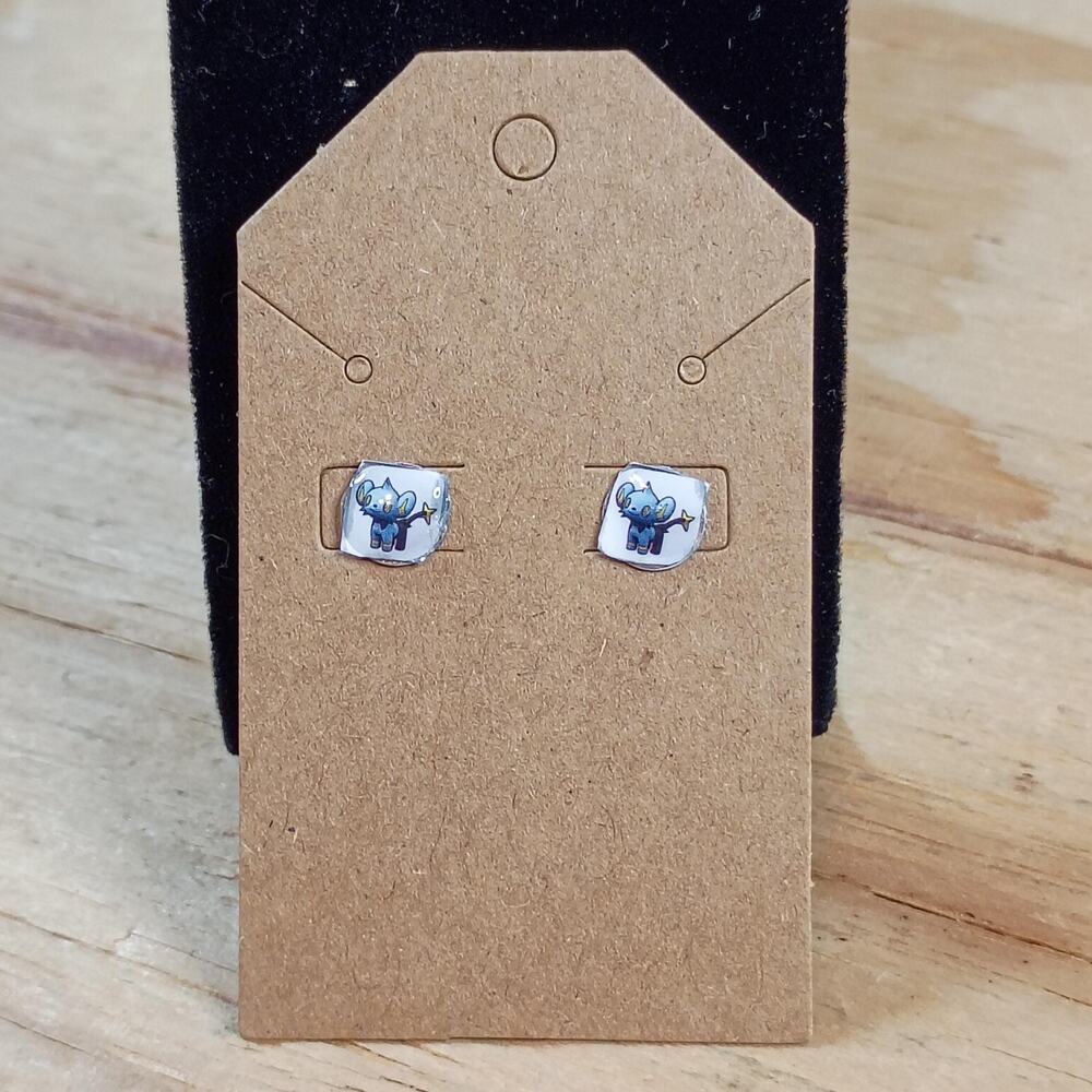 Handmade Shinx Stud Earrings Small Round Resin Post Back Earrings Card Jewelry